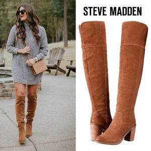 Steve Madden Palisade Chestnut Leather Knee High Boots